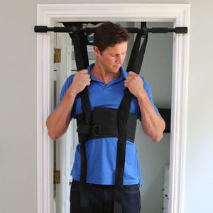 Sit and Decompress Back Stretcher 3 Minutes A Day Back Traction Back Decompression Inversion Table Alternative Safe for All Back Conditions (Small Harness with Bar)