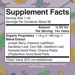 MaryRuth Organics Herbal Supplement Drops | Support Renal & Urinary Systems | Juniper Berry | Cleavers | Dandelion | Hawthorn | Horsetail & Chanca Piedra | Vegan | Non-GMO | 1 Fl Oz