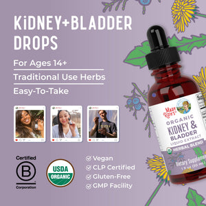 MaryRuth Organics Herbal Supplement Drops | Support Renal & Urinary Systems | Juniper Berry | Cleavers | Dandelion | Hawthorn | Horsetail & Chanca Piedra | Vegan | Non-GMO | 1 Fl Oz