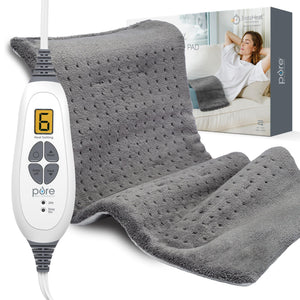Pure Enrichment PureRelief XL Heating Pad - 12" x 24" Electric Heating Pad for Back Pain & Cramps, 6 Heat Settings, FSA/HSA Eligible, Soft Machine Wash Fabric, Auto-Off & Moist Heat (Charcoal Gray)